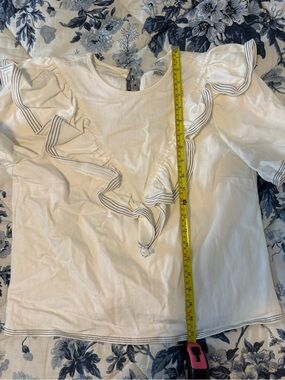 SAYLOR White Short Sleeve Top with Ruffle Detail